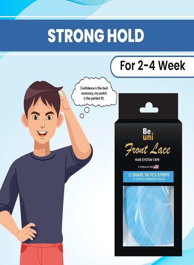 Beuni Front Lace No Shine Wig Tape - Strong Hold Wig Tape Strips for Hair Patch - Waterproof, Invisible Finish, Sweatproof Adhesive - 36 Pcs for Men & Women - Image 2
