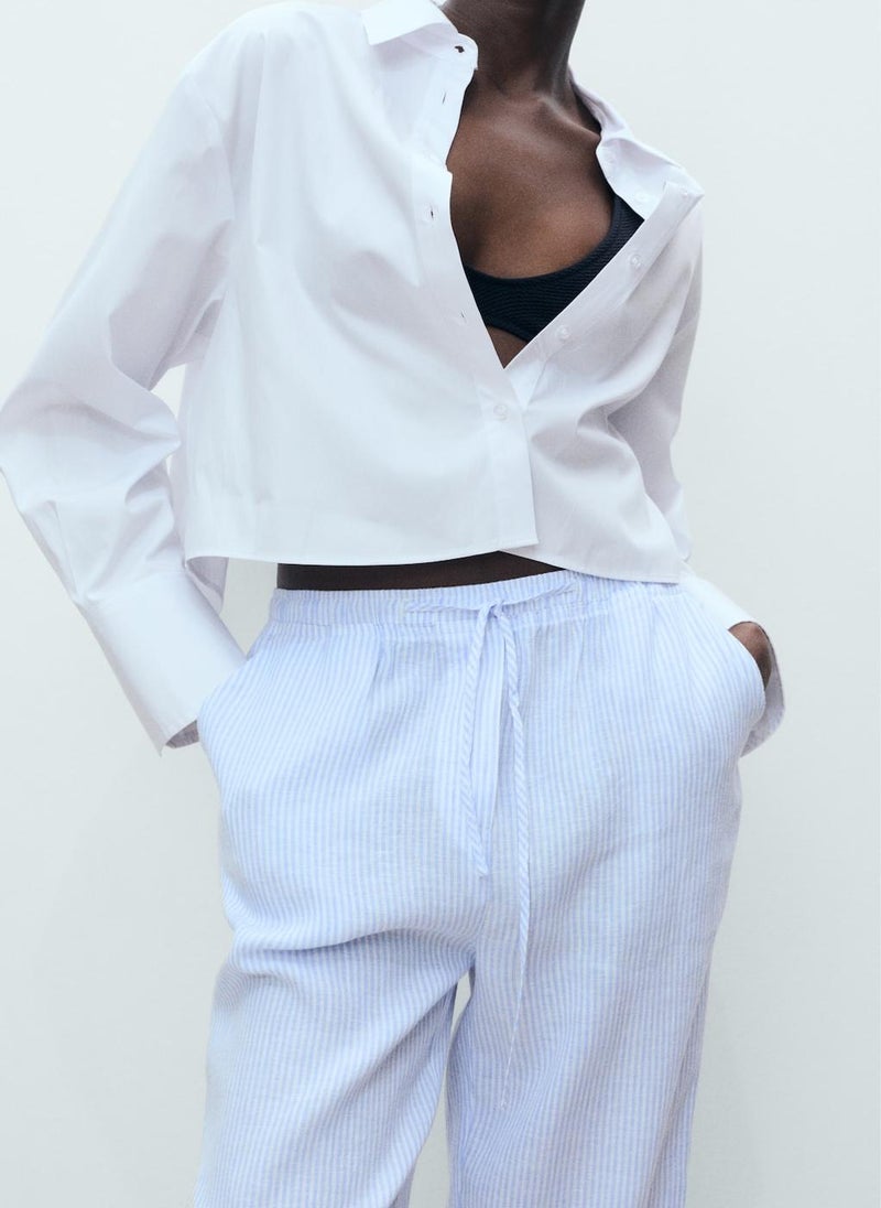 MANGO Straight Linen-Blend Trousers  - Image 3