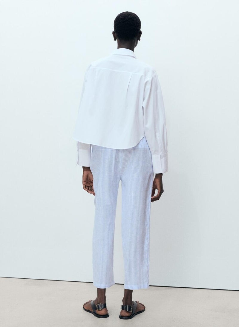 MANGO Straight Linen-Blend Trousers  - Image 2