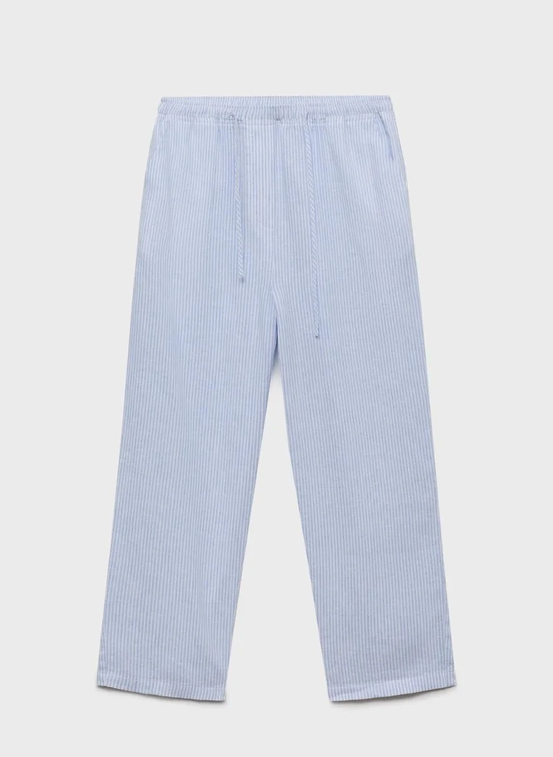MANGO Straight Linen-Blend Trousers
