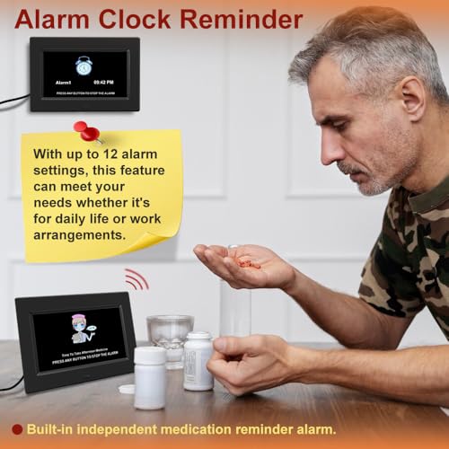 AINFTIME DST Digital Clock with Date and Day of Week for Elderly-12 Alarms Medication Reminder Dementia Alzheimers Clock Calendar with Extra Large Display (7 inch Black) - Image 4