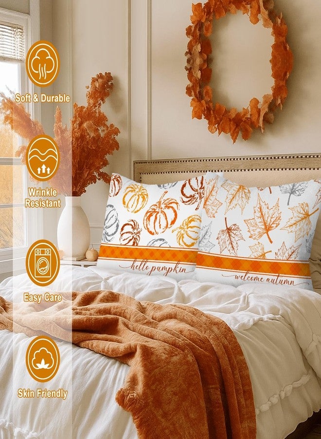 Benjia Fall Standard Pillowcase 20x26 Set of 2, Sketch Pumpkin Pattern Decorative Lumbar Pillow Cases 20 x 26 Long Rectangle Standard Shams Throw Bed Pillow Covers Autumn Cushion Cover - Image 3