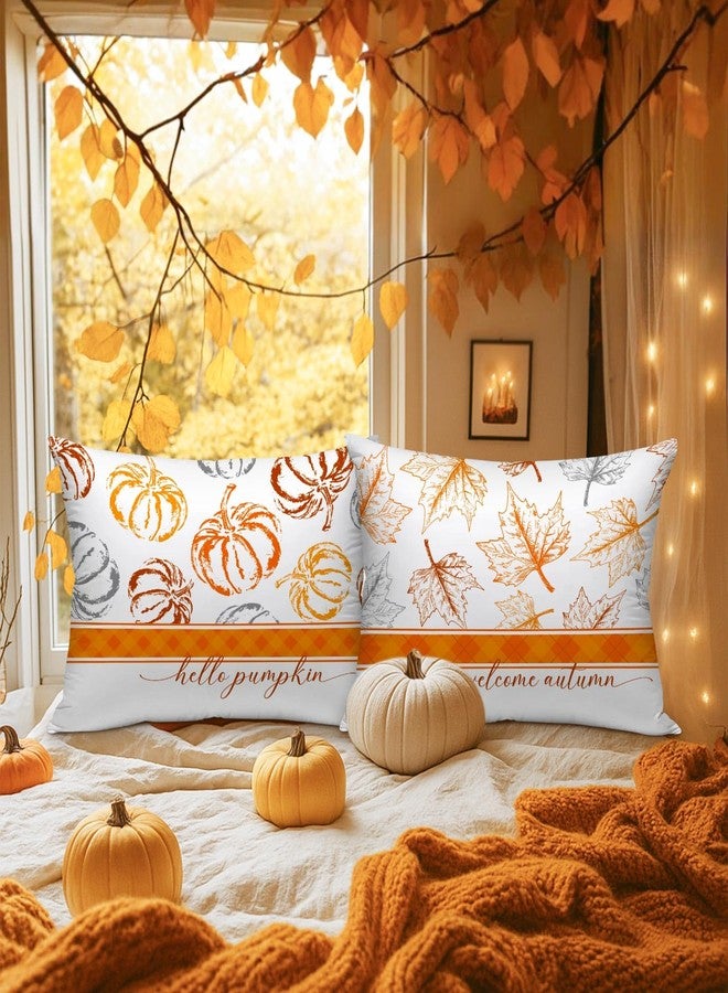Benjia Fall Standard Pillowcase 20x26 Set of 2, Sketch Pumpkin Pattern Decorative Lumbar Pillow Cases 20 x 26 Long Rectangle Standard Shams Throw Bed Pillow Covers Autumn Cushion Cover - Image 2