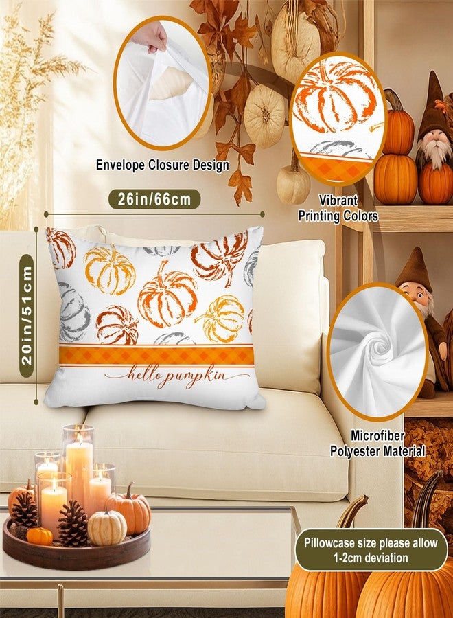 Benjia Fall Standard Pillowcase 20x26 Set of 2, Sketch Pumpkin Pattern Decorative Lumbar Pillow Cases 20 x 26 Long Rectangle Standard Shams Throw Bed Pillow Covers Autumn Cushion Cover - Image 5