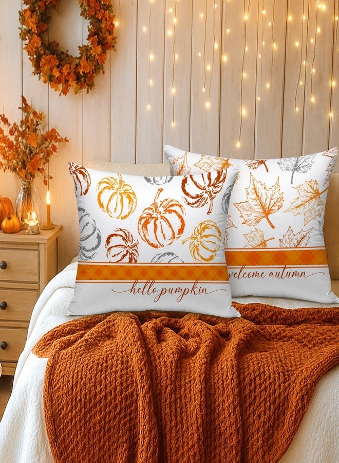 Benjia Fall Standard Pillowcase 20x26 Set of 2, Sketch Pumpkin Pattern Decorative Lumbar Pillow Cases 20 x 26 Long Rectangle Standard Shams Throw Bed Pillow Covers Autumn Cushion Cover - Image 4