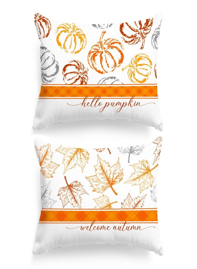 Benjia Fall Standard Pillowcase 20x26 Set of 2, Sketch Pumpkin Pattern Decorative Lumbar Pillow Cases 20 x 26 Long Rectangle Standard Shams Throw Bed Pillow Covers Autumn Cushion Cover - Image 1
