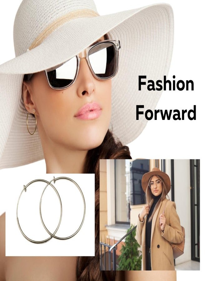 إيفلوتس أقراط حلقية بمشبك من إيفيلوتس - لون ذهبي أو فضي - مشبك زنبركي لطيف للأذنين غير المثقوبة - لا يسبب قرصاً/خالي من النيكل - 4 أحجام مختلفة - Image 2