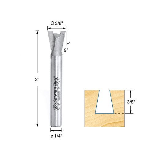 Amana Tool - 45800 Carbide Tipped Dovetail 9 Deg x 3/8 Dia x 3/8 x 1/4" S - Image 2