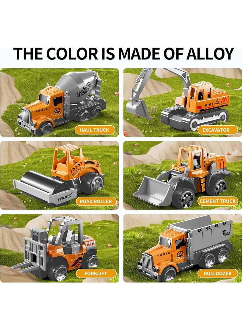 HALAMODO 7 pcs Construction Truck Toy Set, Alloy Engineering Vehicle , Construction Truck Toy Set, Die-Cast Carrier Vehicle & Cars, Long Nose Container Truck With 6 Earth-Tone Heavy Duty Cars , Children Large Storage Cargo Truck , Early Educational Intelligence Toy Cars ,  Ideal Birthday Gift for Kids - Image 4