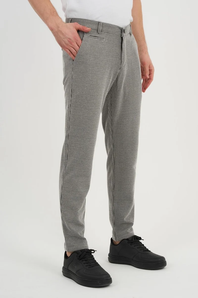 الكسندر جاردي Checked Men's Trousers Black-White (ERK56013)