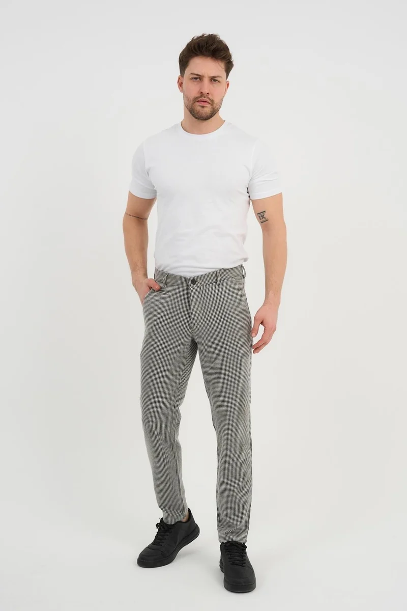 الكسندر جاردي Checked Men's Trousers Black-White (ERK56013)