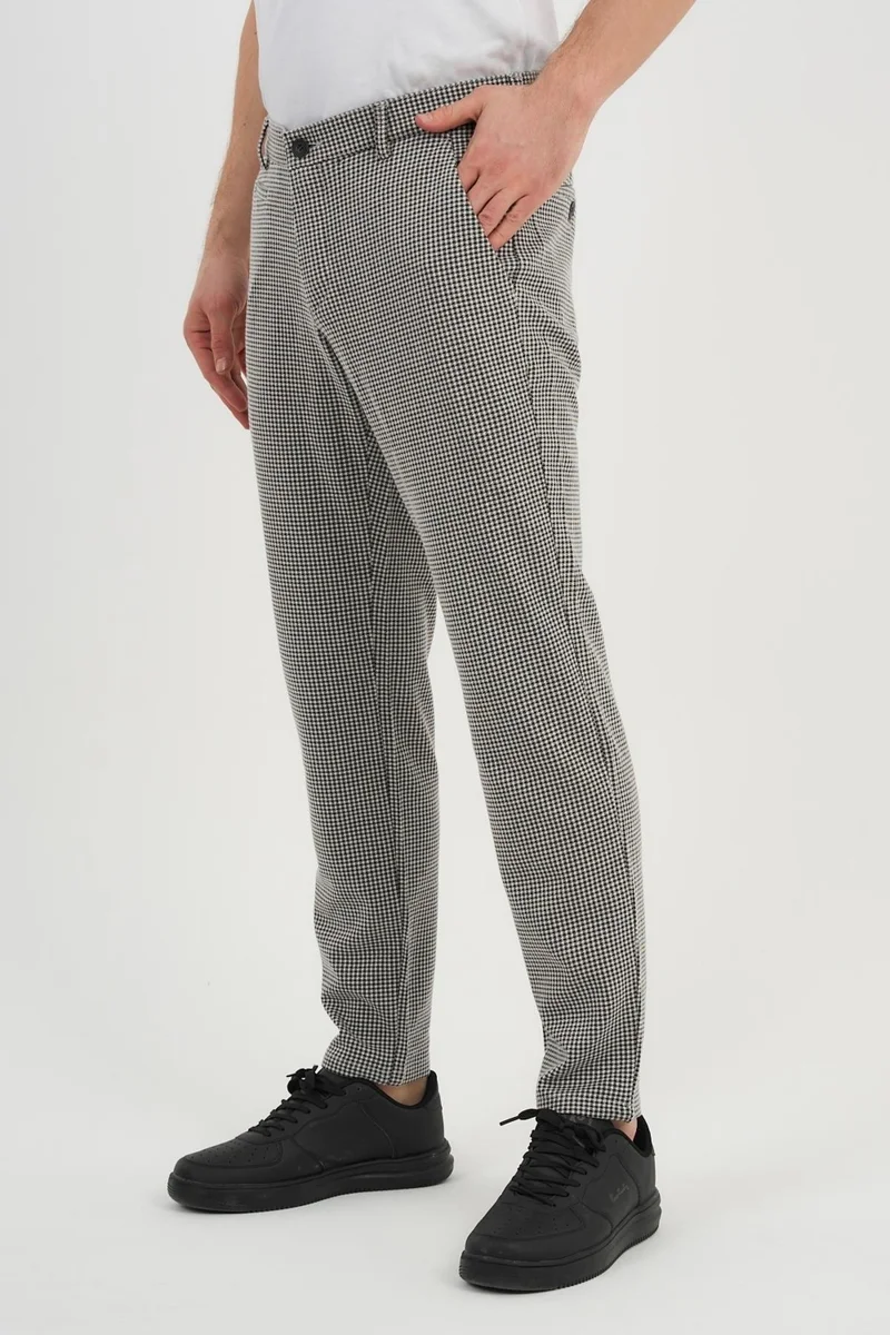 الكسندر جاردي Checked Men's Trousers Black-White (ERK56013)
