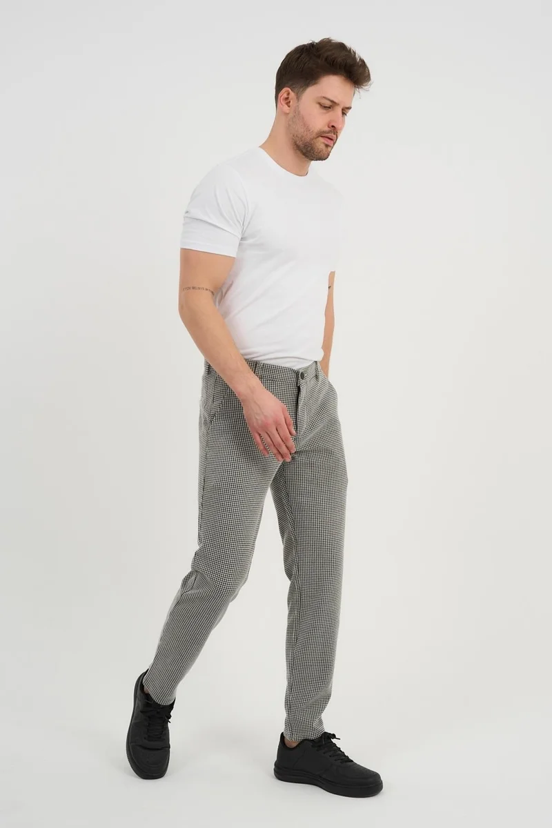 الكسندر جاردي Checked Men's Trousers Black-White (ERK56013)