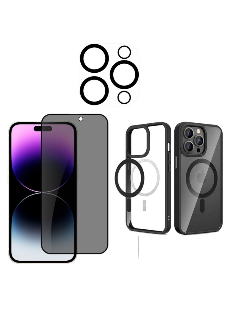 DIGI CORE iPhone 14 Pro Max Magsafe Case With Camera Lens For iPhone 14 Pro Max Privacy Screen Protector 6.7 Inch Easy Installation Kit Auto Alignment 9H Hard 99.99% HD Clear Bubble Free Anti Spy - Image 2