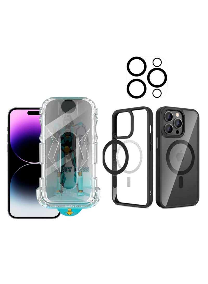 DIGI CORE iPhone 14 Pro Max Magsafe Case With Camera Lens For iPhone 14 Pro Max Privacy Screen Protector 6.7 Inch Easy Installation Kit Auto Alignment 9H Hard 99.99% HD Clear Bubble Free Anti Spy - Image 1