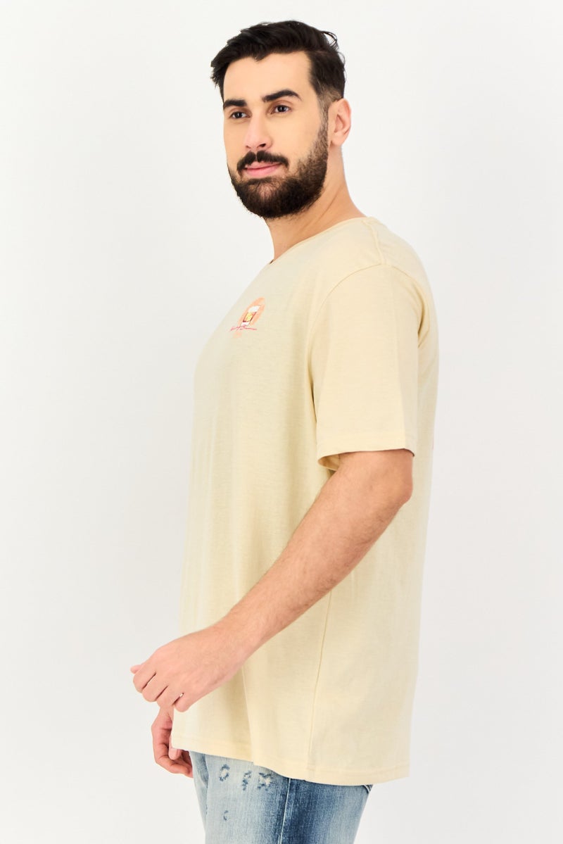 Chaps Men Crew Neck Short Sleeve Graphic Print T Shirt, Beige - Image 2