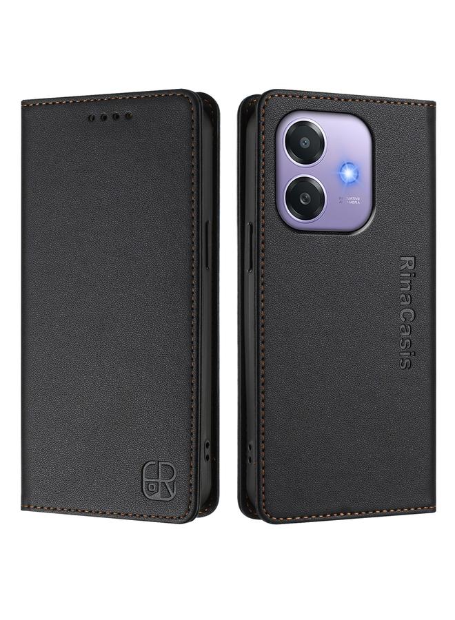 اس-توب جراب لهاتف OPPO A3x 5G / 4G / A3 5G / 4G RC01 جراب هاتف جلدي مزدوج الطي مزود بمغناطيس شفط RFID - Image 2