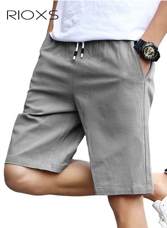 ريوكس Mens Athletic Casual Shorts, Comfortable Drawstring Shorts With Pockets, Summer breathable Shorts, Fashion Beach Short Pants, Elastic Waist Shorts For Stretching, Running, Gym, Ball Sports, Famely. - Image 5