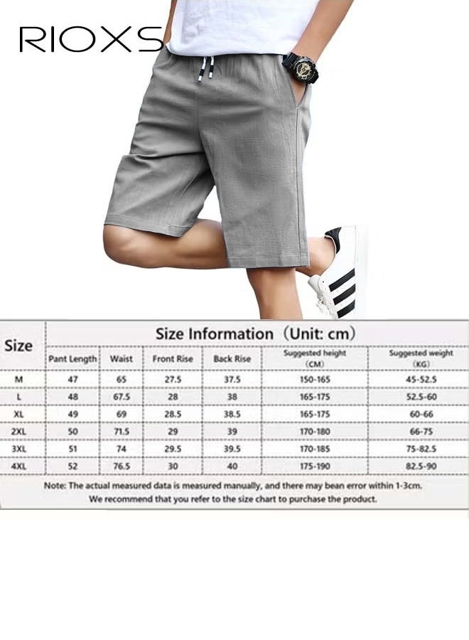 RIOXS Mens Athletic Casual Shorts, Comfortable Drawstring Shorts With Pockets, Summer Breathable Shorts, Fashion Beach Short Pants, Elastic Waist Shorts For Stretching, Running, Gym, Ball Sports, Family - Image 5