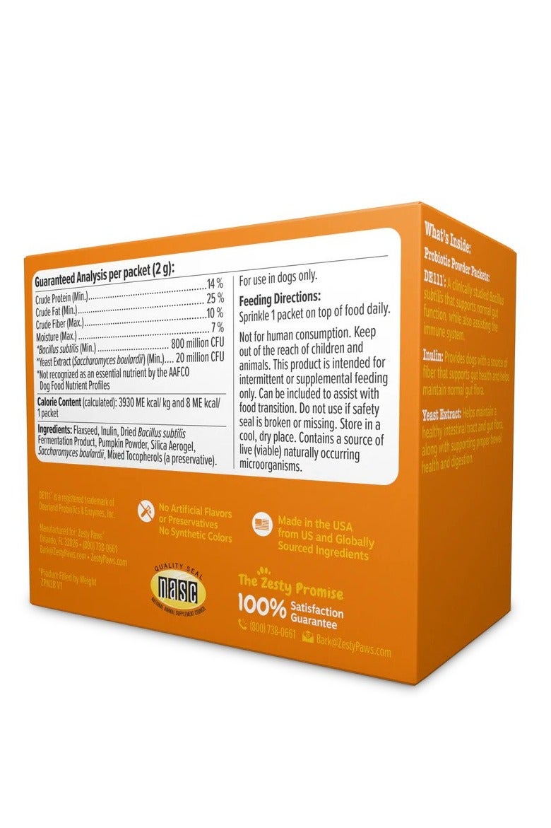 Zesty Paws Dog Probiotic Powder - Digestive Health - Pumpkin - 30 Sachets - Image 1