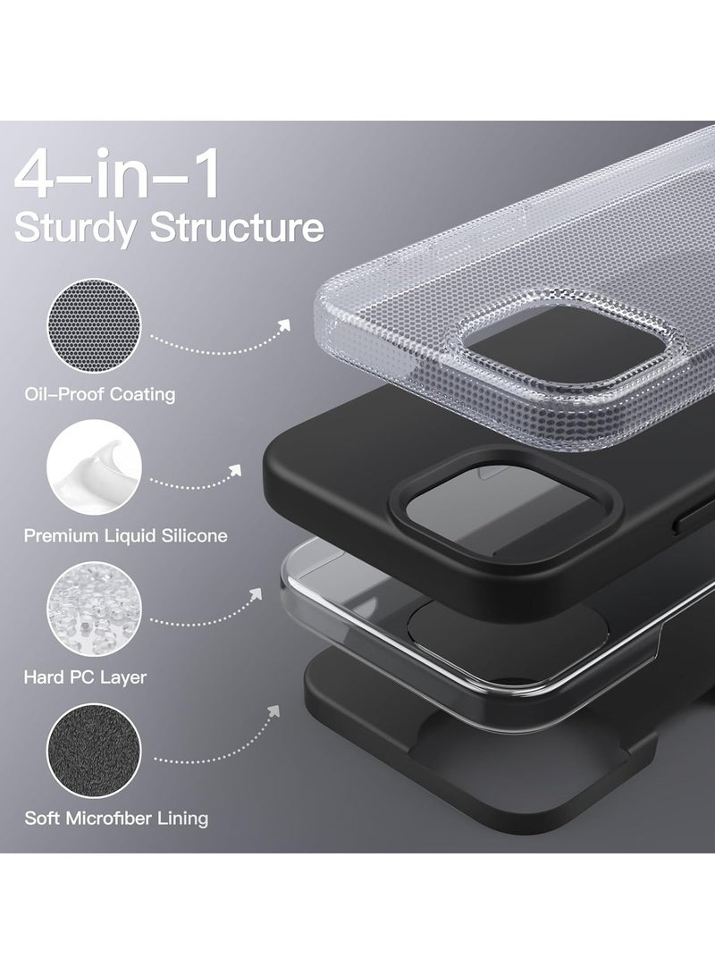 دوسالا جراب iPhone 13، جراب هاتف من السيليكون السائل لهاتف iPhone 13 مقاس 6.1 بوصة، غطاء واقٍ ناعم حريري ملون (أسود) - Image 5