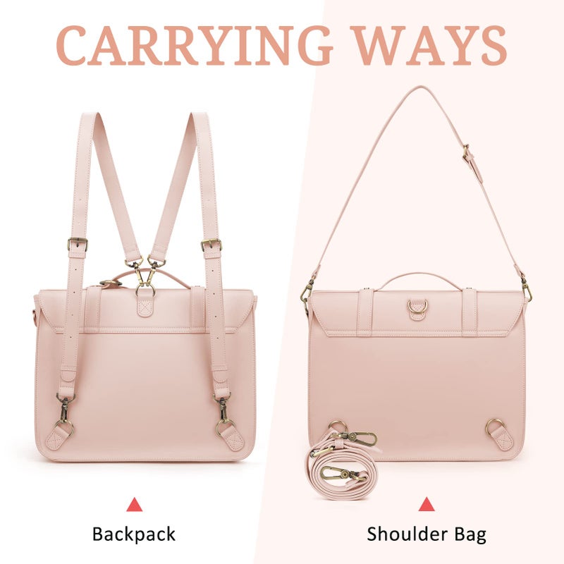 ECOSUSI Briefcase for Women Messenger Backpack PU Leather 14 inch Laptop Bag Satchel Computer Bag for College Business Travel - Image 4