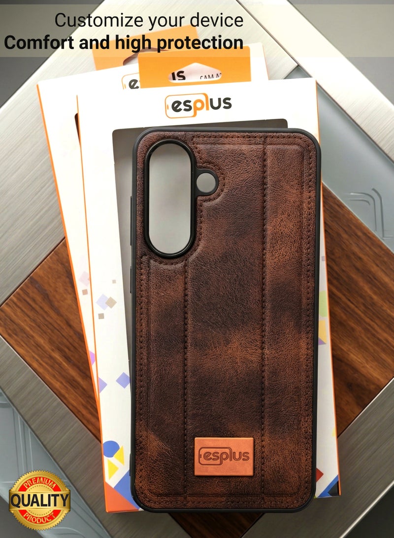 Samsung Galaxy A37 5g Premium Silicone Leather Finish Back Case  | High Quality Silicone Case Cover Designed for Samsung Galaxy A37 5g  | Ultimate Impact Protection ,Shockproof, Anti-Fingerprint , Comfortable feel and Durable back protection Case for Samsung Galaxy A37 5g  - Black/Brown - Image 4