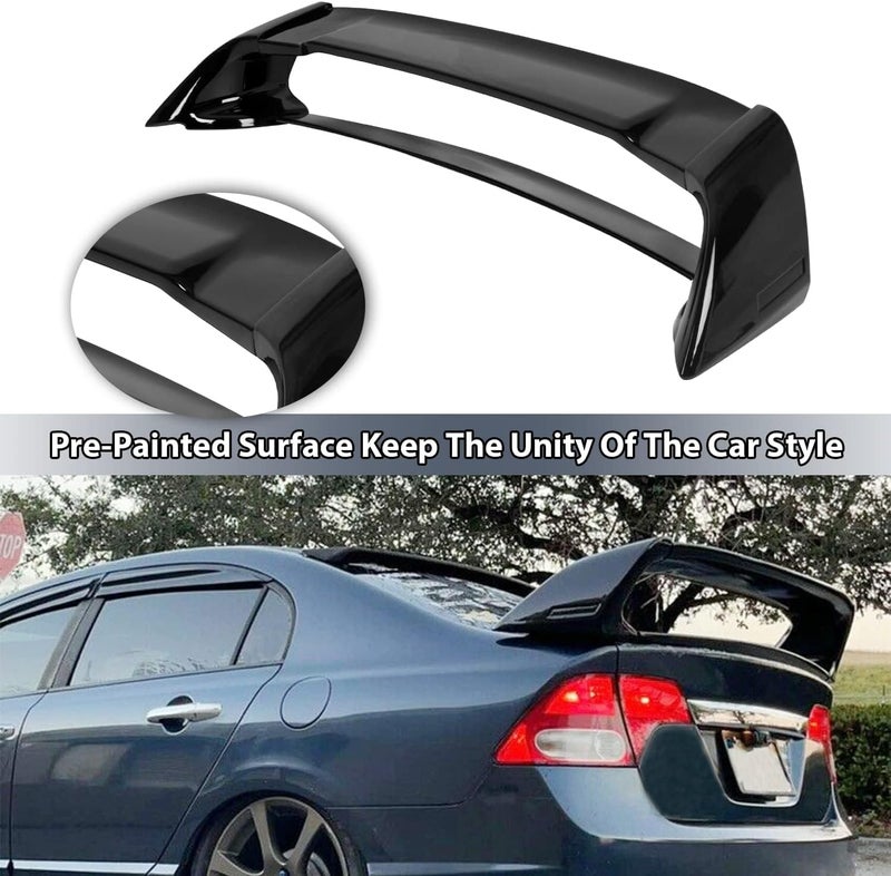 HECASA Rear Trunk Spoiler Wing for 2006-2011 Honda Civic 4 Door Sedan - Glossy Black - Image 5