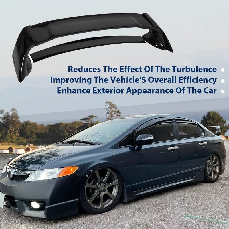 HECASA Rear Trunk Spoiler Wing for 2006-2011 Honda Civic 4 Door Sedan - Glossy Black - Image 4
