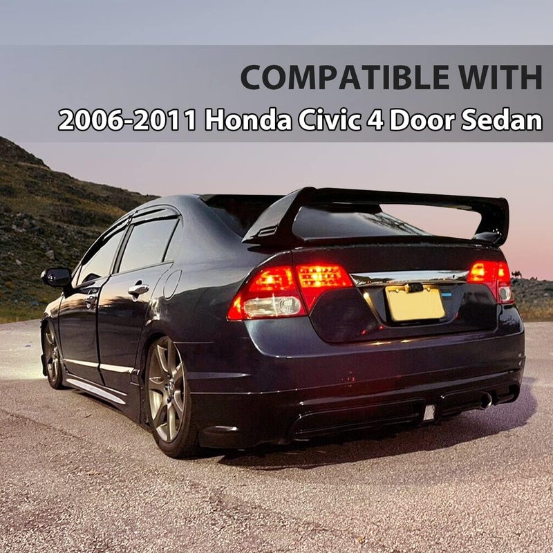 HECASA Rear Trunk Spoiler Wing for 2006-2011 Honda Civic 4 Door Sedan - Glossy Black - Image 3