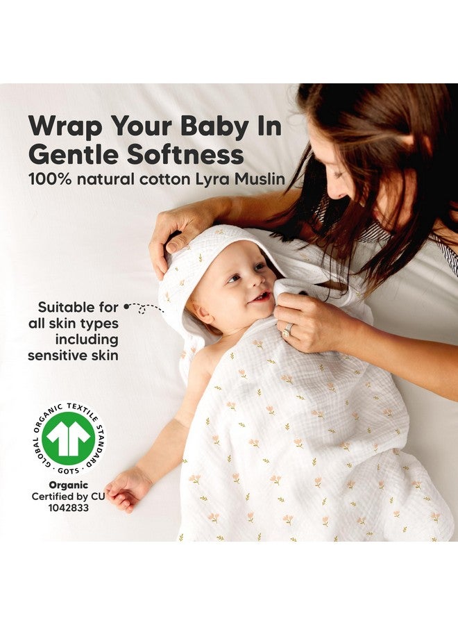 كيابيبيز مناشف حمام أطفال موسلين من KeaBabies مع غطاء رأس للبنات والأولاد، مناشف أطفال كبيرة من القطن العضوي بغطاء رأس لحديثي الولادة والأطفال الصغار والرضع والأطفال، مجموعة هدايا أساسية ناعمة الامتصاص للاستحمام للأطفال حديثي الولادة (زهرة التوليب) - Image 1