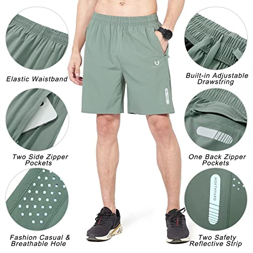 NORTHYARD Men's Athletic Running Shorts Quick Dry Workout Shorts 7"/ 5"/ 9" Lightweight Sports Gym Basketball Tennis Hiking Exercise LODENFROST L - Image 5