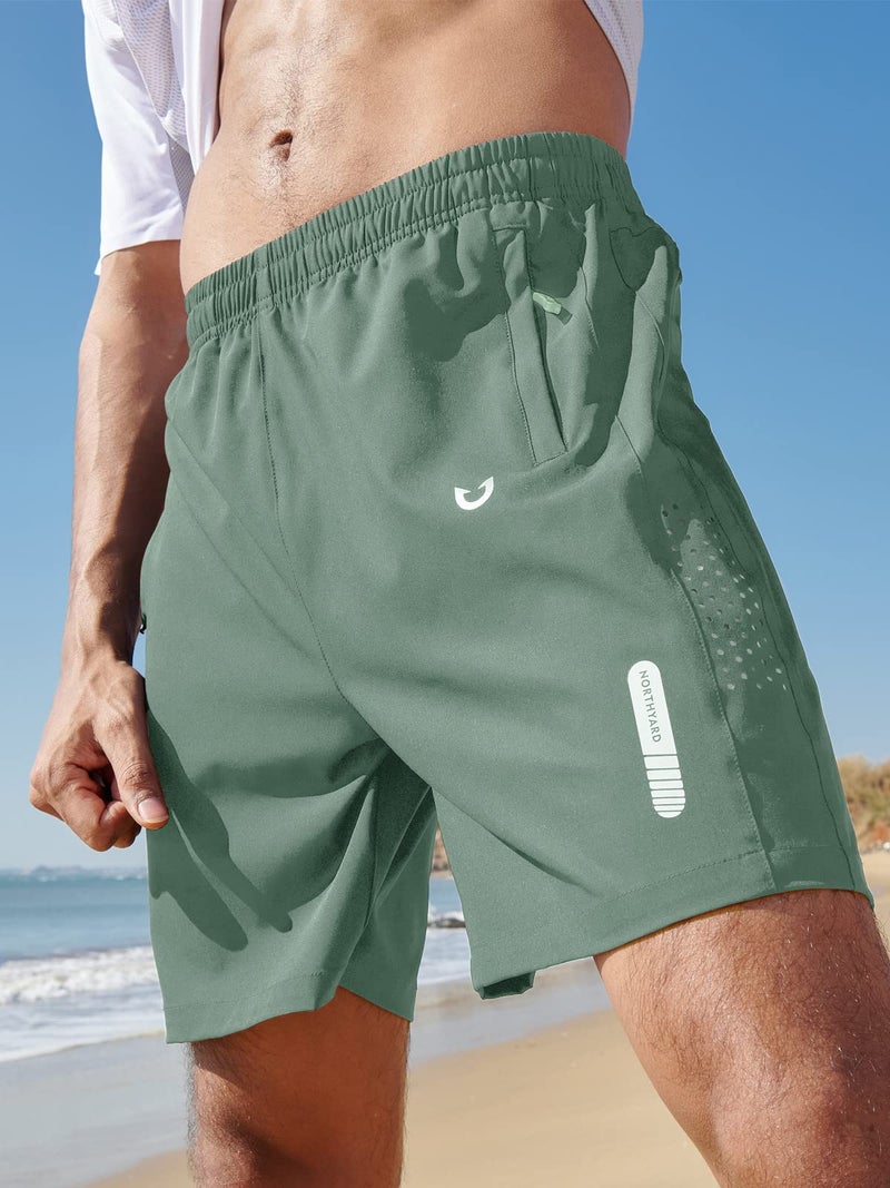 NORTHYARD Men's Athletic Running Shorts Quick Dry Workout Shorts 7"/ 5"/ 9" Lightweight Sports Gym Basketball Tennis Hiking Exercise LODENFROST L - Image 2