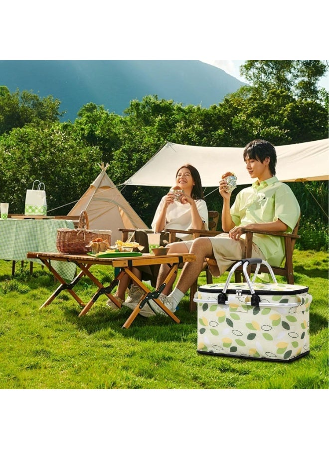 25L Insulated Foldable Picnic Basket – Leakproof Cooler Bag with Aluminum Handles for Trips, Beach and Camping - Image 5