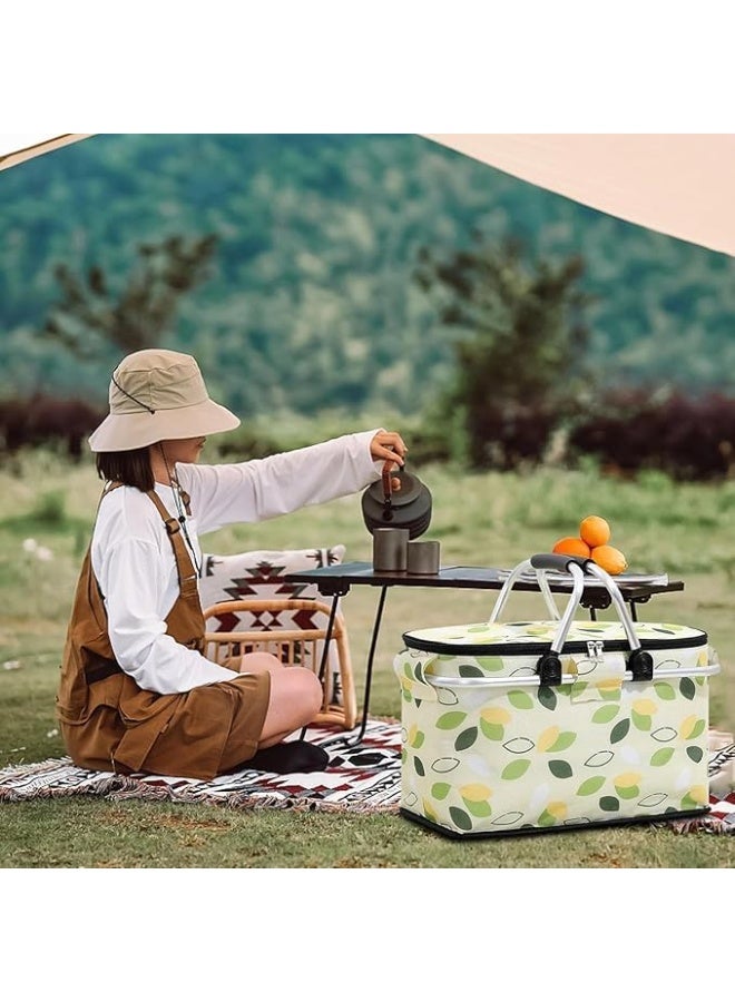 25L Insulated Foldable Picnic Basket – Leakproof Cooler Bag with Aluminum Handles for Trips, Beach and Camping - Image 2