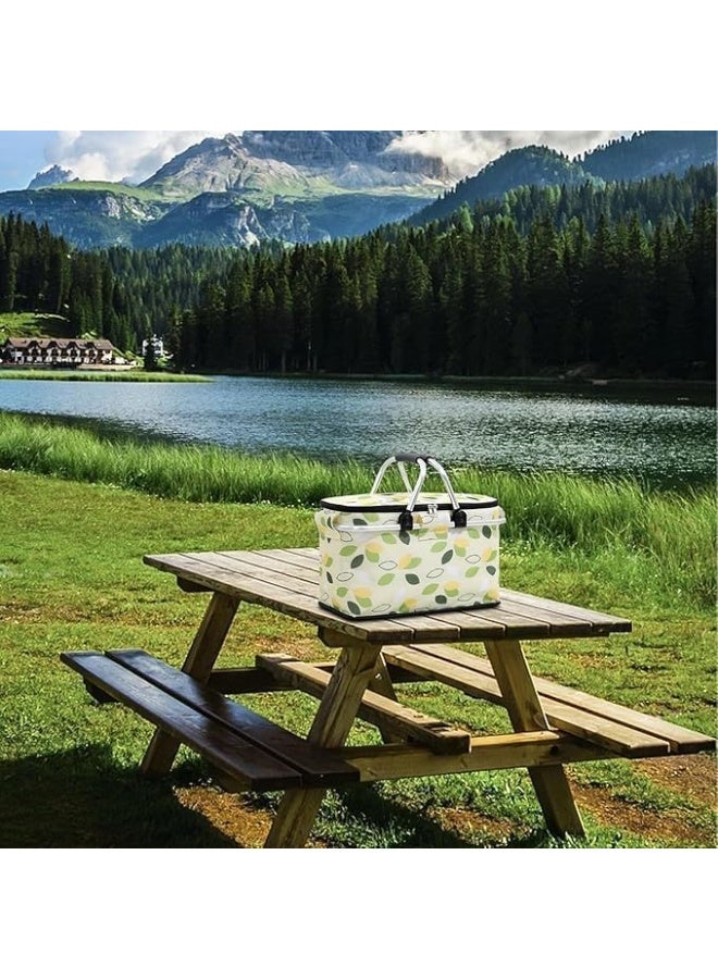 25L Insulated Foldable Picnic Basket – Leakproof Cooler Bag with Aluminum Handles for Trips, Beach and Camping - Image 4