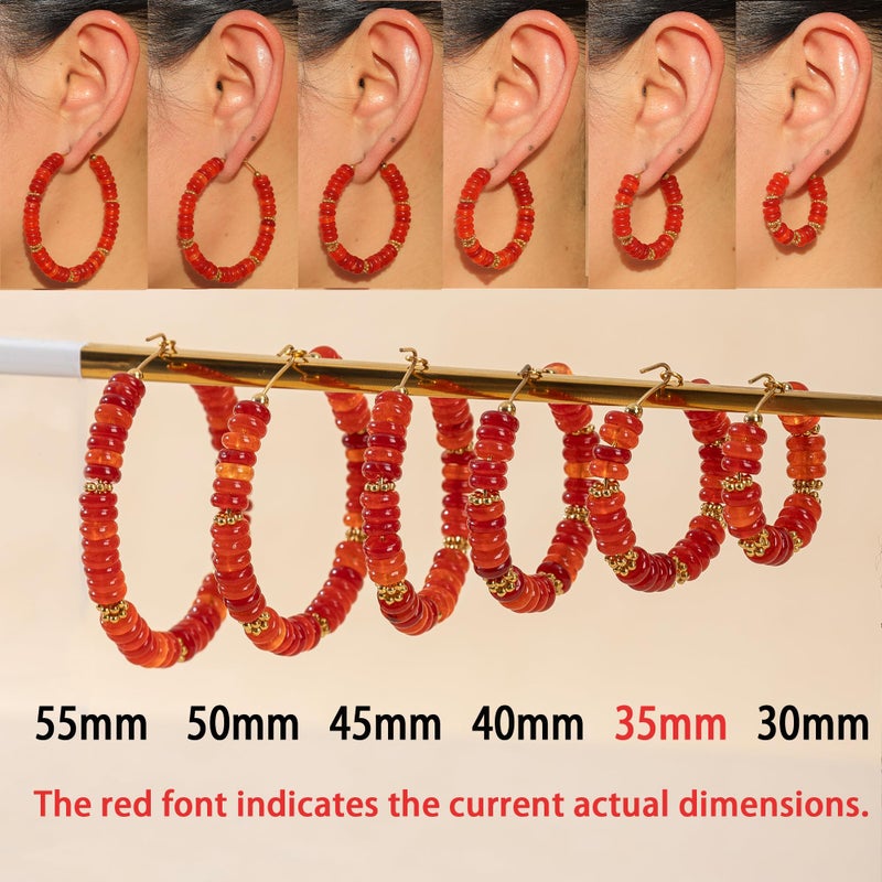 Wellike Beaded Hoop Earrings for Women Natural Stone Huggie Earrings 18k Gold Plated Hypoallergenic Statement Boho Earring Stainless Steel Trendy Jewelry - Image 5