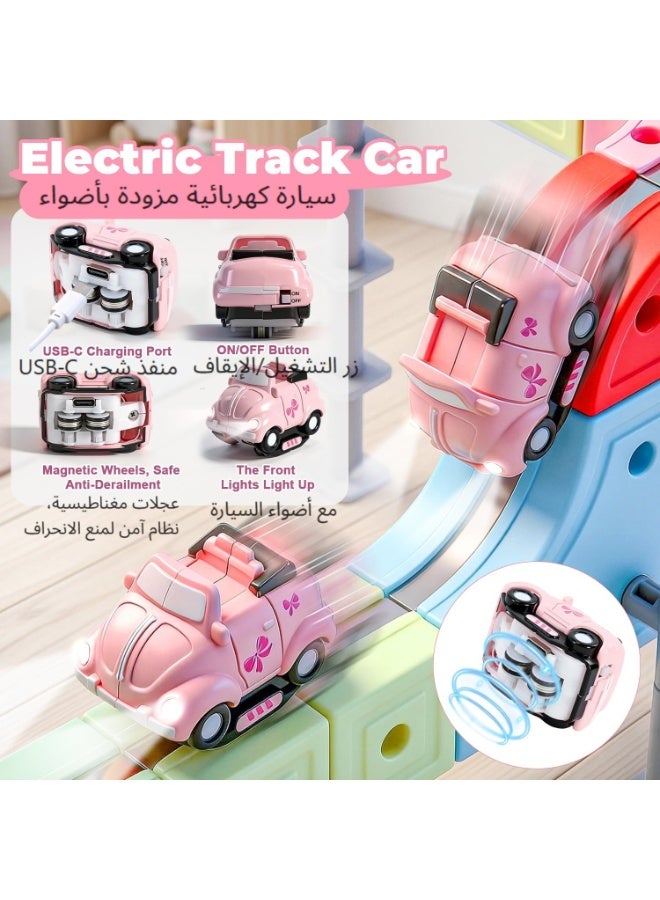 180-Piece Electric Train Set for Kids, Anti-Gravity 3D Race Track with LED Light-Up Rechargeable Car, DIY Magnetic Modular Building Kit, STEM Educational Toy Gift for  for Kids Ages 3+ - Image 2