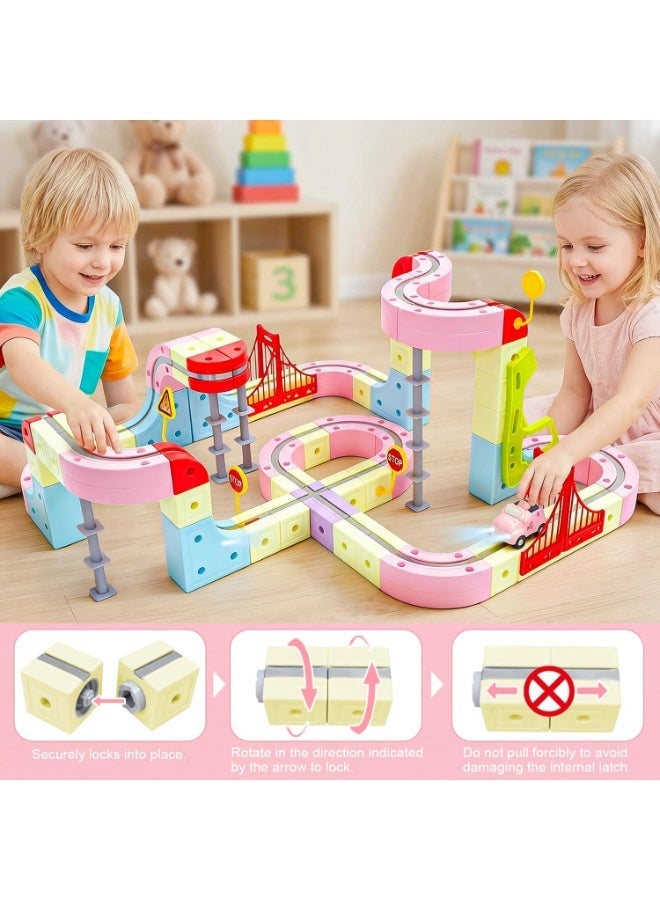180-Piece Electric Train Set for Kids, Anti-Gravity 3D Race Track with LED Light-Up Rechargeable Car, DIY Magnetic Modular Building Kit, STEM Educational Toy Gift for  for Kids Ages 3+ - Image 5