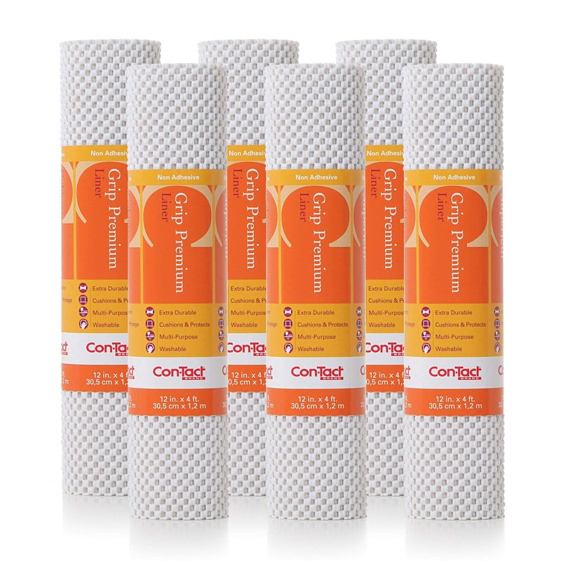 Con-Tact ConTact Brand Grip Premium Shelf Liner Thick and NonAdhesive Drawer Liner MultiPurpose and Easy to Use 12 x 4 Bright White Pack of 6