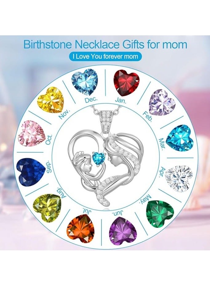 زيفيل الأم والطفل الحب القلب قلادة قلادة، هدية عيد الأم، 925 الفضة الاسترليني قلادة جوهرة للنساء، عيد الأم عيد الحب، الذكرى السنوية، عيد ميلاد، هدايا المجوهرات للأم، المرأة، زوجة الجدة... - Image 3