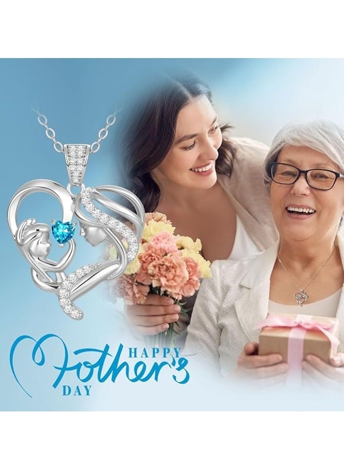 زيفيل الأم والطفل الحب القلب قلادة قلادة، هدية عيد الأم، 925 الفضة الاسترليني قلادة جوهرة للنساء، عيد الأم عيد الحب، الذكرى السنوية، عيد ميلاد، هدايا المجوهرات للأم، المرأة، زوجة الجدة... - Image 4