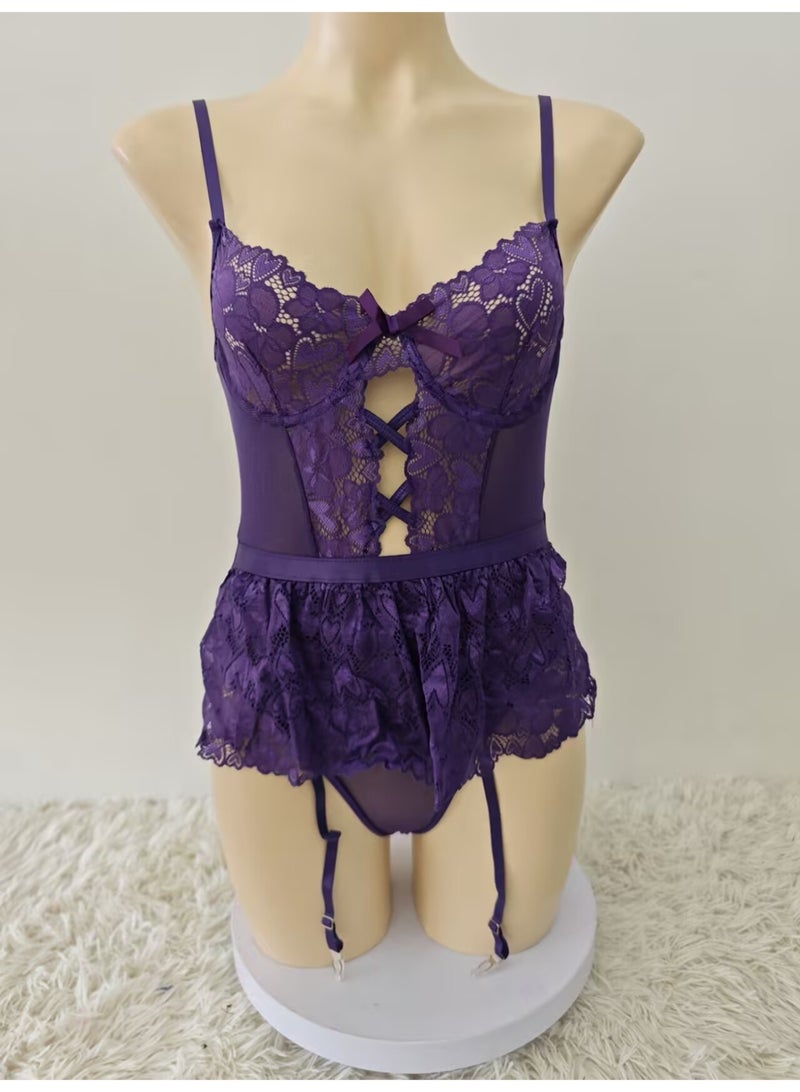 New Lace Bustier Lingerie with Skirt - ,  Nightwear for Women