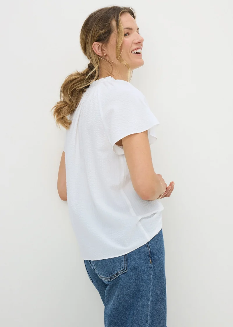 Matalan White Boho Tie Neck Short Sleeve Blouse