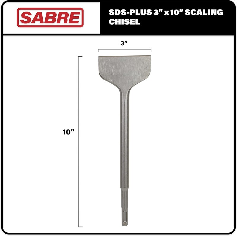 Sabre Tools SDS Plus Thinset Scraping Bit 3” x 10”, Thinset Scaling Chisel, SDS Chisel Bit for Hammer Drills – Tile Removal - Image 2