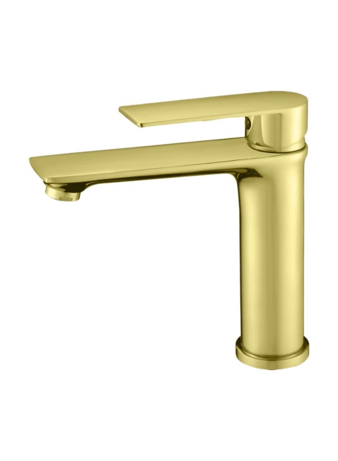 B Bagno Modern Basin Mixer Tap 3401MG – Matt Gold Finish, Single Lever, Water-Saving Faucet for Bathroom Sink - Image 1