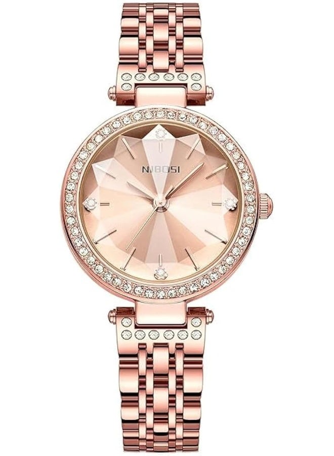 NIBOSI Women Watches Analog Rose Gold Square Dial Women's Watch for Girls&Miss&Ladies Diamond Studded with Stylish Watches Waterproof - Image 1