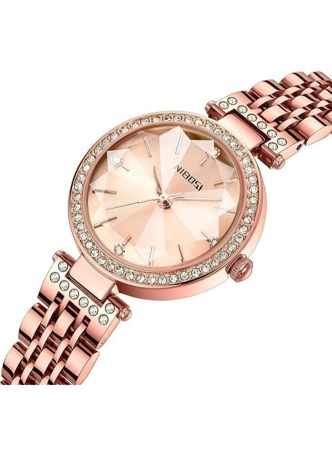 NIBOSI Women Watches Analog Rose Gold Square Dial Women's Watch for Girls&Miss&Ladies Diamond Studded with Stylish Watches Waterproof - Image 2