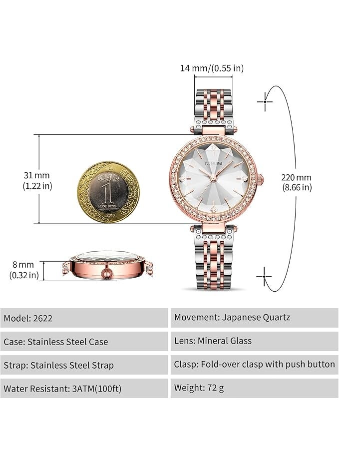 NIBOSI Women Watches Analog Rose Gold Square Dial Women's Watch for Girls&Miss&Ladies Diamond Studded with Stylish Watches Waterproof - Image 4