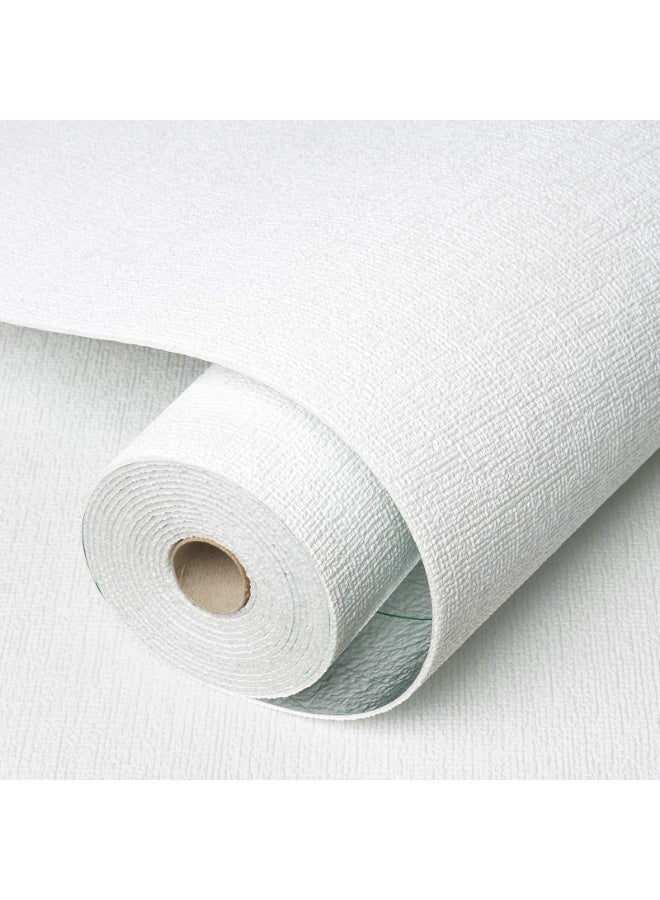 White Textured Foam Peel and Stick Wallpaper, 17.5" x 315", Waterproof & Removable - Image 1